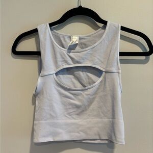 High neck Cutout Ribbed NikiBiki Crop Tank Light Blue